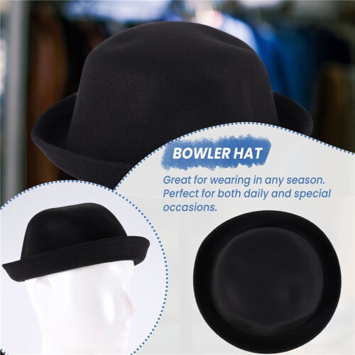 1Piece Melon Bowler Hat Hat Bowler Hat Bowler Hat  Hat Chaplin Hat Riding Hat (Black) 1