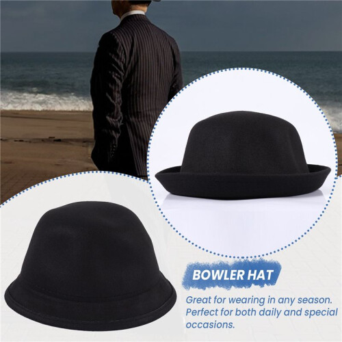 1Piece Melon Bowler Hat Hat Bowler Hat Bowler Hat  Hat Chaplin Hat Riding Hat (Black) 2