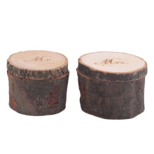 2pcs Mr & Mrs Shabby Chic Rustic Wedding Ring Pillow Holder Box Made of wood