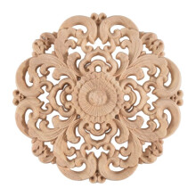 Legno di Gomma Intagliato Lungo Applique Non Verniciato Fiore Pareti Armadi Porta Arredamento Colore Legno