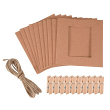 10 Pcs / Set Paper Photo DIY Wall Picture Hanging Frame Album Rope Clip Set Home Decor 3inch Brown