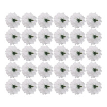 30 pcs Carnations Artificial Flower Silk Spherical Heads Wedding Decor White