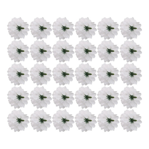 30 pcs Carnations  Artificial Flower Silk Spherical Heads Wedding Decor White