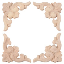 4PZ 6 X 6Cm In Legno Europeo Stile Intagliato Angolo Onlay Mobili Applique Decoro Non Decorato