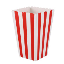 12 Scatole di Sacchetti di Popcorn per Bomboniere per Feste con Strisce Cinematografiche, Rosso