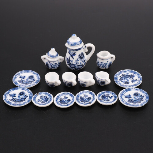 1/12th Dining Ware China Ceramic Tea Set Dolls House Miniatures  Flower 1