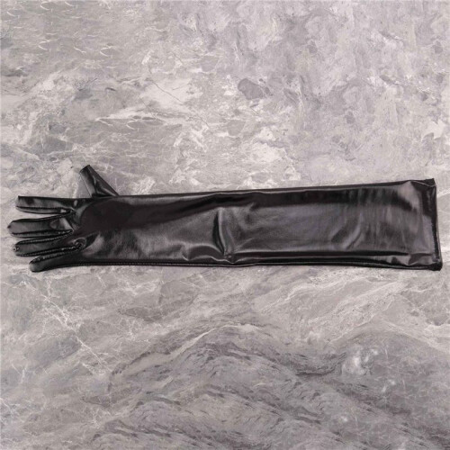 Longs gants en optique cuir Taille Unique Noir - Noir 1