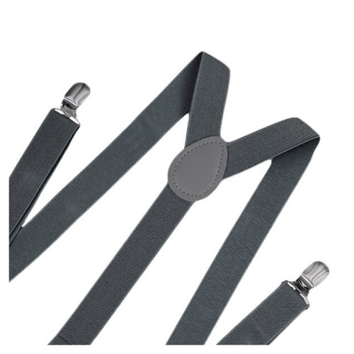 Unisex Clip  Suspender Elastic Y-Shape Back Formal Adjustable Braces, Dark Gray 2
