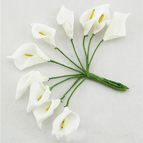 12Pcs  Calla Artificial Flower Bouquet Wedding Decoration DIY Wreath Gift White 2
