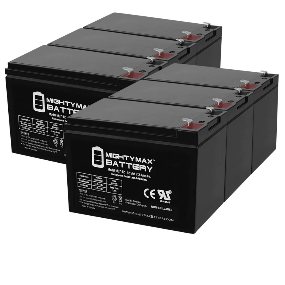 12V 7Ah Sla Battery 6 Pack, Sealed Lead Acid Replacement For Firstpower Fp1270hr, Reliable Backup Power 9169991168159