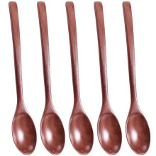 Lepels Houten Soeplepel 5-Delig Eco-Vriendelijk Servies Natuurlijke Ellips Houten Pollepel Lepelset voor Eten Mengen Roeren Koken Koffie Demitasse
