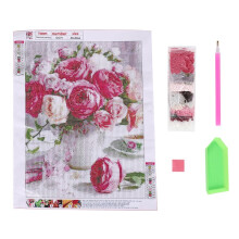Diy Round Drill Diamond Painting Stitch Mosaics Full Cover Embroidery"Coffee & Rose"Diamond Embroidery