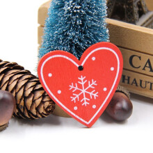 16PCS Mixed DIY White&Red Tree/Heart/Star Wooden Ornaments For Christmas Party Xmas Tree Ornaments Kids Decorations Gifts