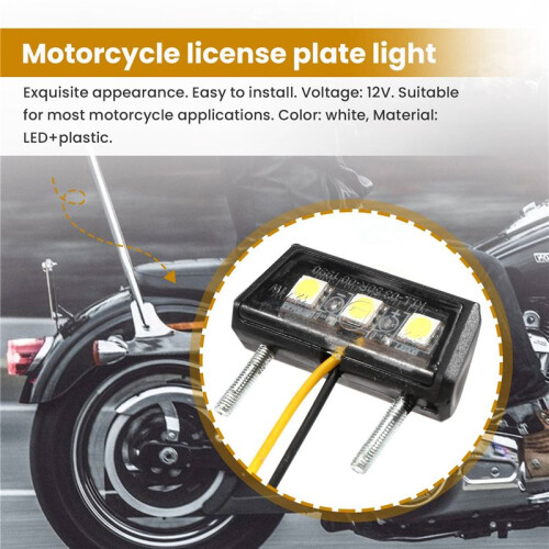 Motorcycle Decorative Led Taillight License Plate Light For     White 2
