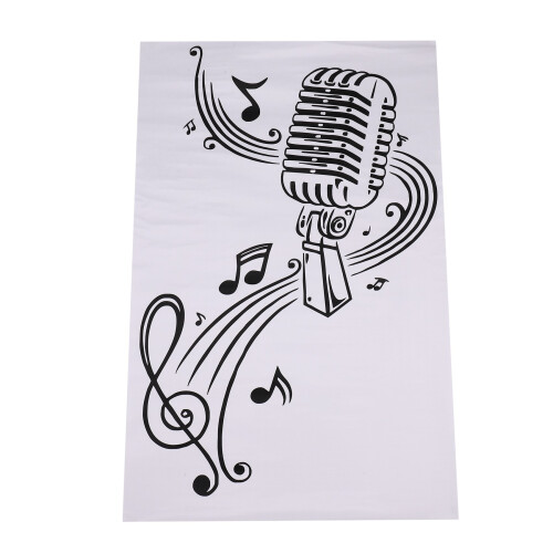Microphone Music Note Wall Art Musical Notes Sticker For Ktv Bar Background Home Decorations