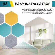 5Pcs/Set Hexagon Board Hexagonal Wall Sticker Multifunction 3D Decorative Home Message Board Self-Adhesive Kids Room Baseboard Gray Yellow