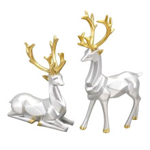 Decorative Gift 2PCS Deer Sculpture 3D Geometric Deer Ornaments Used to Set Off the Festive Atmosphere Decoration