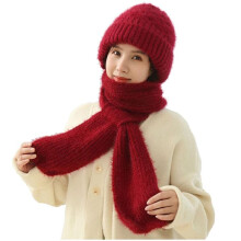 Women'S Plush-Lined Acrylic Balaclavas Hood Scarf Hat Windproof Integrated Ear Protector Fashionable Winter Cap-B