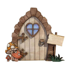 Cartoon Wooden DIY Door Fairy Tale Gate Door Decoration Garden Courtyard Decor Fairy Elf Door Ornament 1