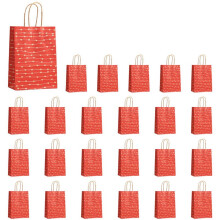 A 24 Pcs Valentines Day Gift Bags, Candy Bags Goodie Bags with Handles Heart Love Paper Bags for Wedding and Valentine