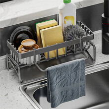 Kitchen Sink Shelf,Sponge Holder for Kitchen Sink Organizer, Sponge Organizer,Dish Sponger Holder for Bathroom Grey