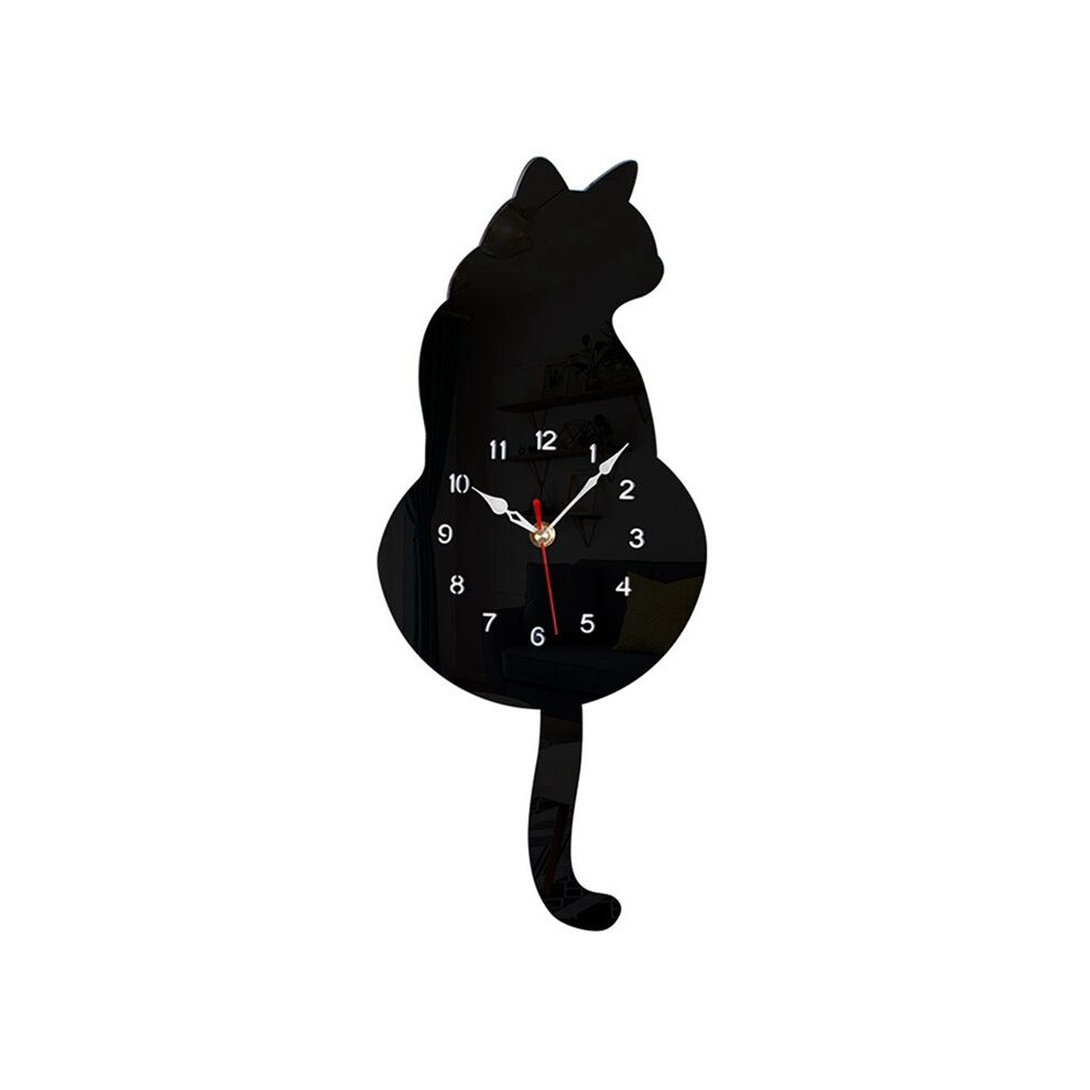 Cat Pendulum Wall Clock,Cat Clock,Cat Clock With Moving Tail,Cat Swinging,Whimsical Funny Wall Clocks Black 4711378616361