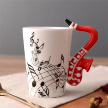 240 Ml, Tasse en CéRamique de Musique CréAtive Tasses et Tasses Mignonnes de Café, Thé, Lait avec PoignéE, Cadeaux de Nouveauté, Saxophone Bleu