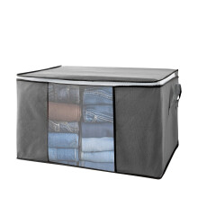 Large Canvas Clothes Storage Bag with Handles, Foldable Organizer for Blankets and Comforters