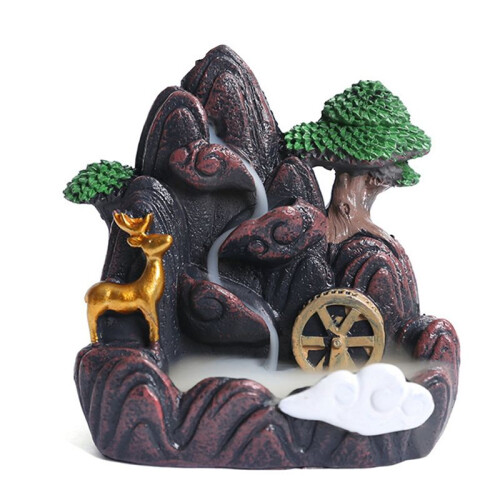 High Mountain Flowing Waterfall Backflow Incense Burner Home Fragrance Diffuser Incense Burner Decoration,B