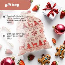 16Pcs Christmas Drawstring Gift Bags Burlap, Gift Pouch Goody Bags for Candy Wrapper Gift Christmas Party Favor Supplies