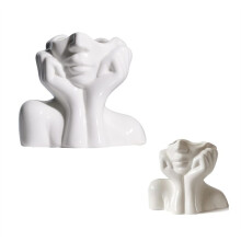 Ceramiczny Wazon na Twarz Wazon na Białe Kwiaty do Dekoracji Forma Żeńska Wazon na Twarz Wazon Artystyczny Nowoczesny Dekoracyjny Wazon Centralny