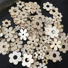 100 StüCk Holzblumen-Ornamente mit Loch, Handgefertigtes Holz-BastelzubehöR für Scrapbook-DIY-Heimdekoration