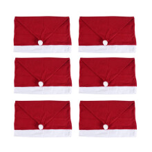 6 Pcs Christmas Chair Covers Santa Hat Chair Covers for Dining Room Holiday Christmas Decorations Red