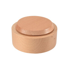 Wooden Music Box Rotating Round Base DIY Art Crafts for Christmas Decorative Ornaments Kids Gift