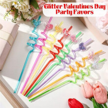 Valentine's Day Straw Heart Shaped Straw Cute Drinking Coffee Milk Straw Gift Wedding Supplies,36 PCS