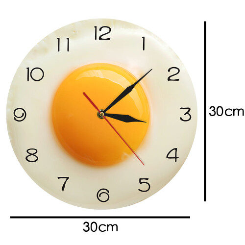 Fried Egg Poached Egg Wall Clock Egg Yolk Clock Digital Pointer Clock Canteen Restaurant  Acrylic Wall Clock 1