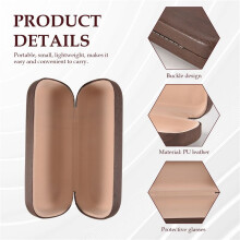 Portable Glasses Case Hard Wooden Grain Spectacle Frame Box Reading Glasses Sunglasses Holder Storage Case-Dark Brown