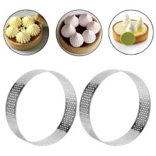 10 Pcs Circular Stainless Steel Tart Pie Cake Mould Baking Tools Perforated Cake Mousse ,8cm