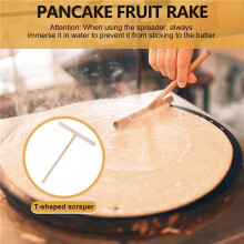 4Pcs T Shape Crepe Maker Pancake Batter Wooden Spreader Stick, Wooden Crepe Tools,Crepe Spreaders for Making Crepes