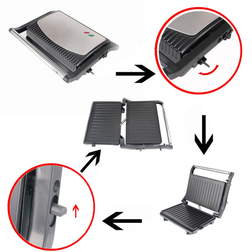BBQ Grill Machine Multifunctional Electric Hotplate Steak Grilled Pan Sandwich Maker Panini Breakfast Machine Us Plug 2