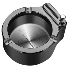 HONEST Retro Metal Ashtray,Windproof Desk Ashtray,Office&Home Decorations Gadgets,for Men's Gift,Black