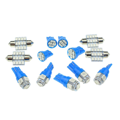 13Pcs Combo LED Lights Interior Package Kit Ice  T10 Dome Map License Plate Lamp Bulbs