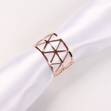 6Pcs Gold Geometric Hollow Napkin Rings Serviette Holder for Party Hotel Banquet Dining Room Table Decor