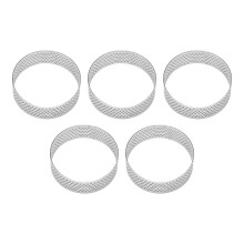 5Pcs 6cm Circular Tart Ring Dessert Stainless Steel Perforation Fruit Pie Quiche Cake Mousse Mold Kitchen Baking Mould