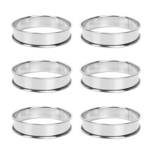 6 PCS Cooking Round Cake Ring Mold, Stainless Steel Muffin Tart Rings, Metal Molds Double Rolled Crumpet Circular Pastry