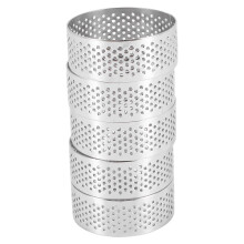 Perforerad TåRtring i Rostfritt StåL, 5 St 5 Cm Perforerad TåRtmoussering, DIY-Runda TåRtringar för Bakning Av Dessertring