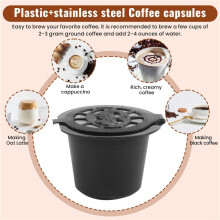 5 Wiederverwendbare Kapseln NachfüLlbarer Kaffee Kapsel Filter mit Kaffee Maschinen mit Kaffee LöFfel BüRste