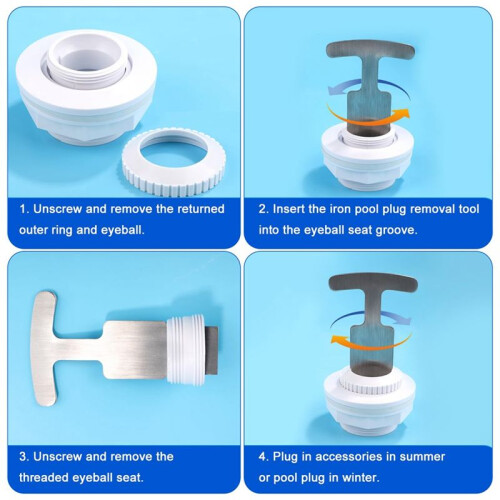 Pool Plug Removal Tool, Metal Pool Eyeball  Removal Tool for Hydrostream Return Jet Fitting Pool Tool 1Pcs