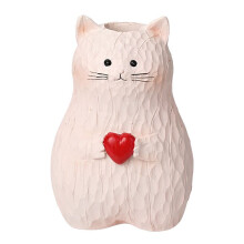 Vase Cat Handmade Statue Vase Flower Plants Shelf Desk Cute Pot Ornaments Flower Decor Home Bottle Accents