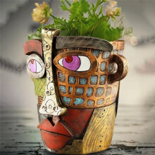 Vaso de Flores para Rosto de Beleza Abstrata Brutalista Feito À Mão Vaso de Flores para Interior Recipiente para Vasos de Plantas Verdes